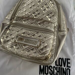 Love Moschino Gold Quilted Backpack